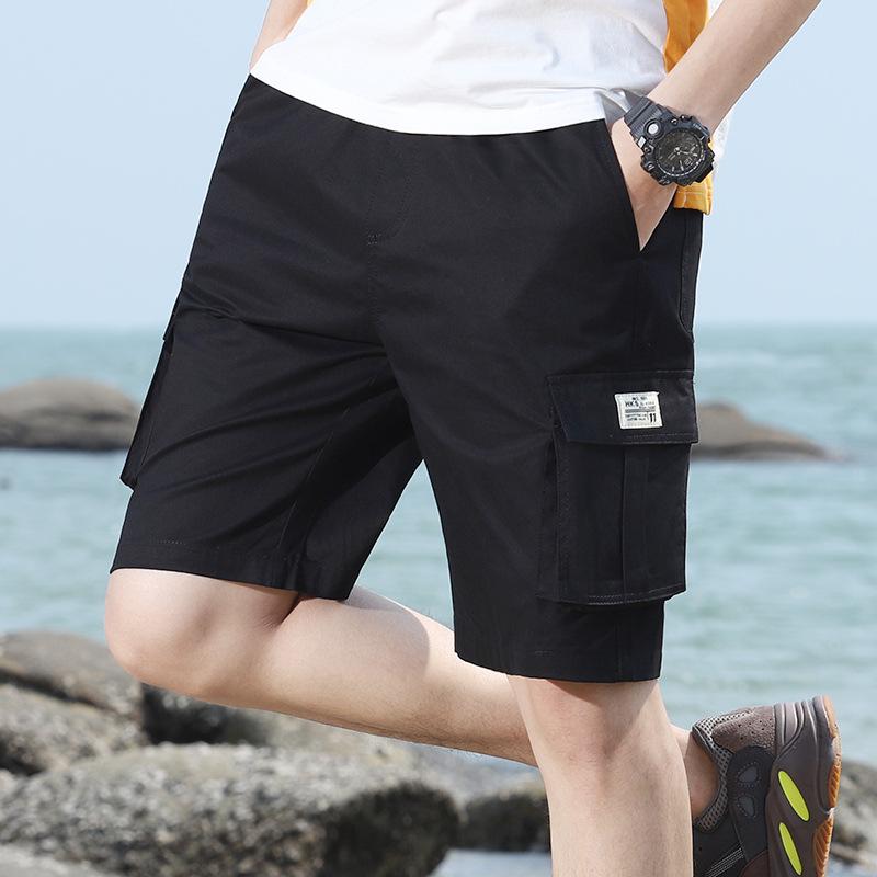

Fashion Work Shorts Men s Summer Tide Five Trousers Loose Casual Camouflage Shorts Multi-pocket Cotton Men s Beach Shorts XL чорний