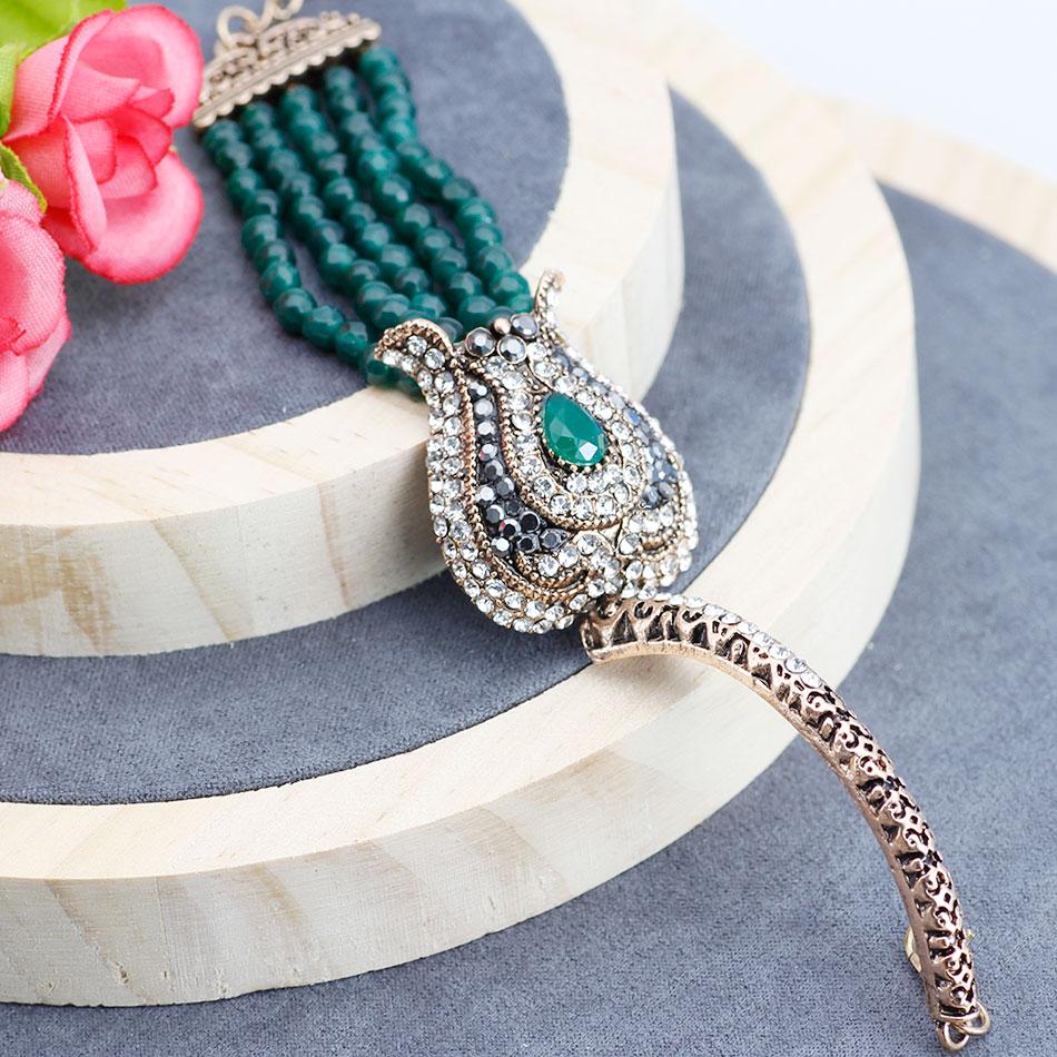 Nouveau Bracelet Chaîne Perles Pierre Naturelle Turque Femmes Vintage Bohème Bijoux Couleur Or Antique Cristal Mariage Amour Bracelets