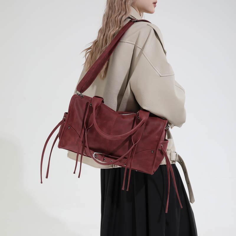 Suede Tote Bag Women's Fashion Shoulder Bag with Lace Up Detail and Adjustable Crossbody Strap