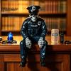 Creepy Resin Sculptures Halloween Skeleton Ornament, Policeman/Military Gothic Skull Figurine, Collection Pieces Dark Style Sitting Pose Sculpture for