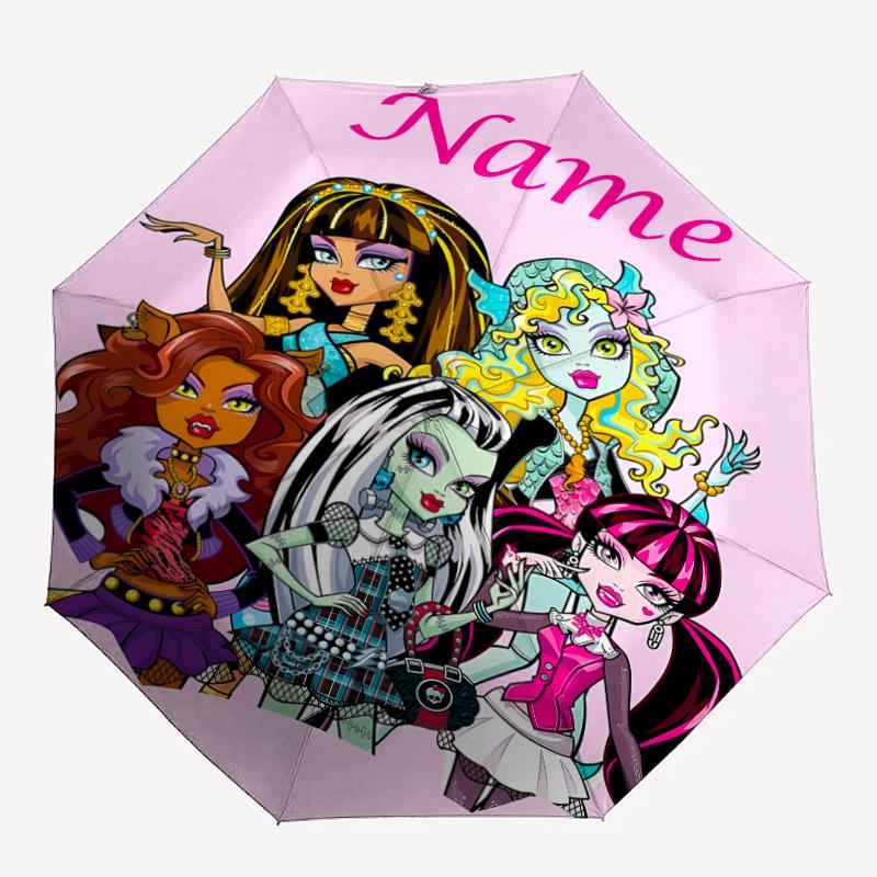 Personalized Name Monster High Draculaura Print Umbrella - Automatic Open/Close, Eight-Rib Durable Frame, Automatic Folding Umbrella