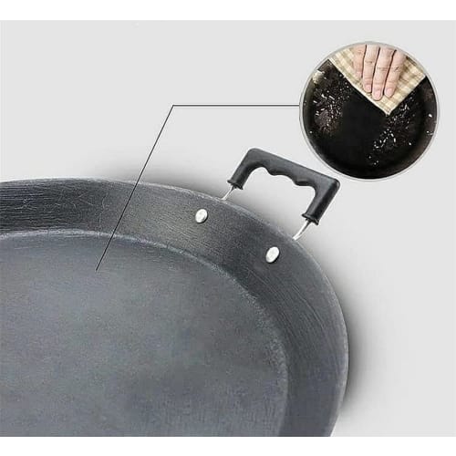 Farigrut Nanbu Ironware Extra Large Iron Pot, Uncoated, for Gyoza, Yakiniku, Frying Pan, Okonomiyaki, Iron Plate, BBQ, Round, Multi-Purpose, Durable,