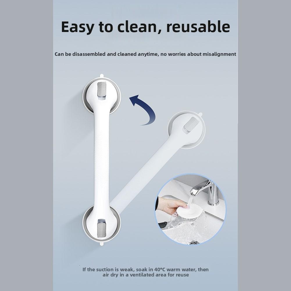 2pcs Extra-Strong Suction Grab Bars Safety Handles No Drill Installation For Home Bathroom Accessories