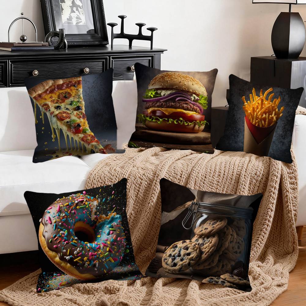 Pizza Hamburger Hot Dog Ice Cream Pillow Case Square Pillow Bedroom Sofa Leisure Comfort Cushion Car Home Decoration