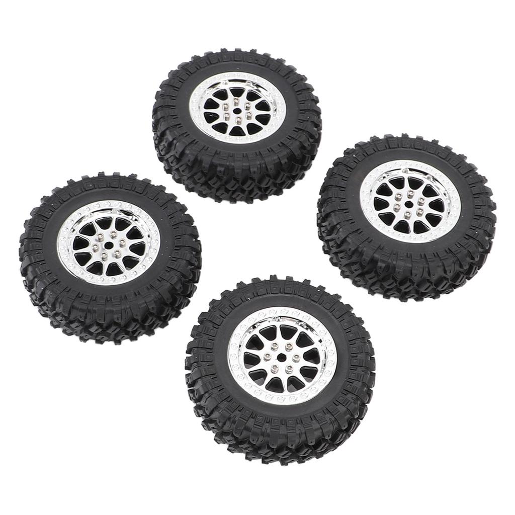 RC Car Tires Rubber Sturdy Remote Control Pickup Truck Wheel Tires Replacement for MN82 Silver