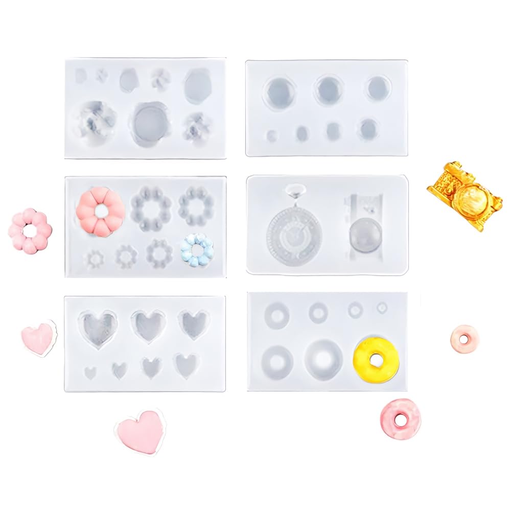 Samcos Miniature Silicone Set of for Epoxy UV and DIY and More Molds, 16, Sweets, Bread, Donuts, Resin, Resin, Crafts, Accessories, Keychains,