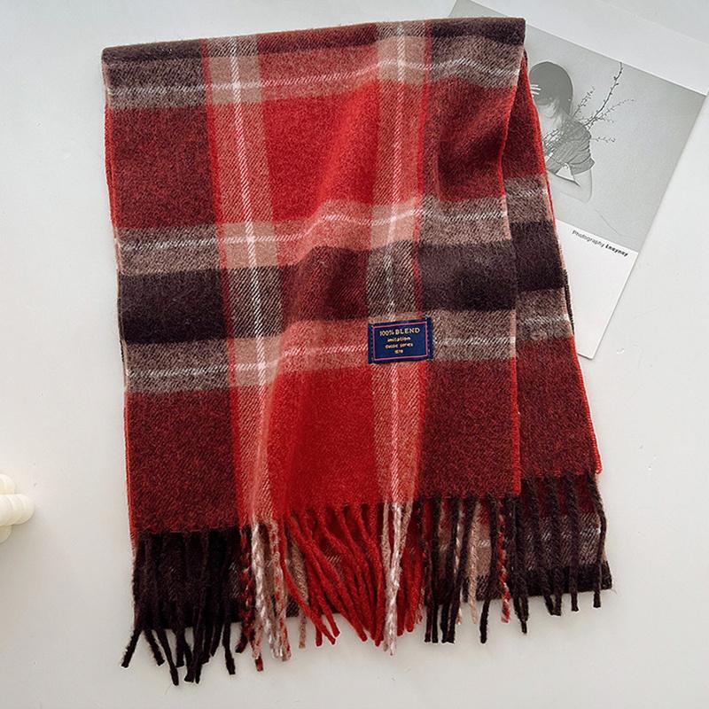 2024 Red Classic Plaid Women Scarf Imitation Cashmere Shawl Winter Thick Warm Neckerchief Foulard Echarpe Wrap Designer Lady