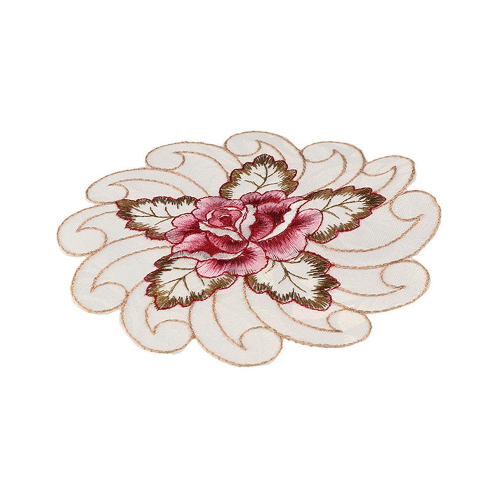 Embroidery Flower Cup Pad Flower Pattern Doily Tablecloth Placemat  Table Decoration