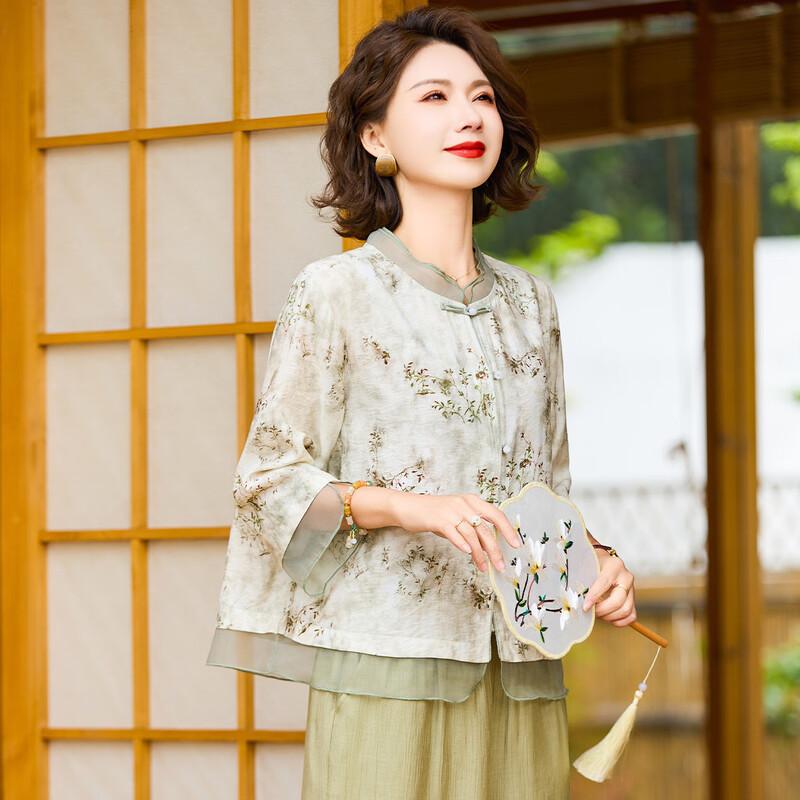Jianhu New Chinese Style Long Sleeve T-Shirt for Middle-Aged Women