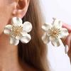 Exaggerated Large Double-Layer Flower Stud Earrings for Women Vintage Flower Vacation Design Earrings Fashion Jewelry Gifts
