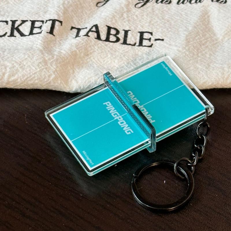 Acrylic Ping Pong Table Keychain Double Sided Mini 3D Sports Keyring Bag Pendant Car Key Chains Souvenir Gift