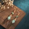Vintage Chinoiserie Silver Earrings with Flower Jade