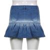 Fashion Denim Pleated Skirt Women High Waist Button Zipper Pocket Ruffle A-line Sexy Mini Skirts Female 2025 Spring Summer Lady Skirt