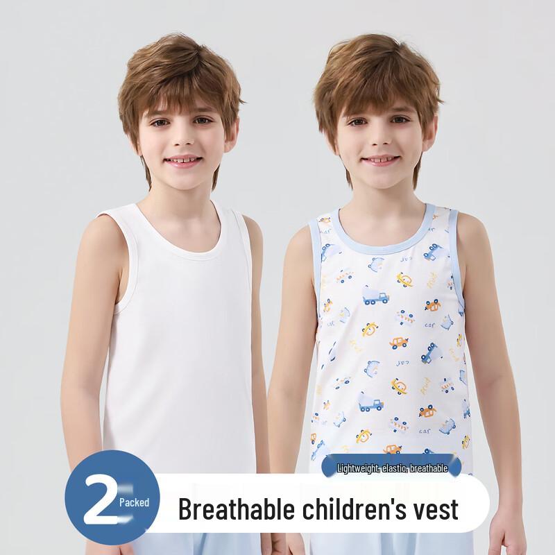 Kids Summer Cotton Sleeveless Vest & Camisole 2-Pack 130