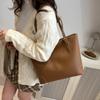 Chic Large Capacity Tote Bag With French Style In Black Khaki And Brown Colors For Trendy Women