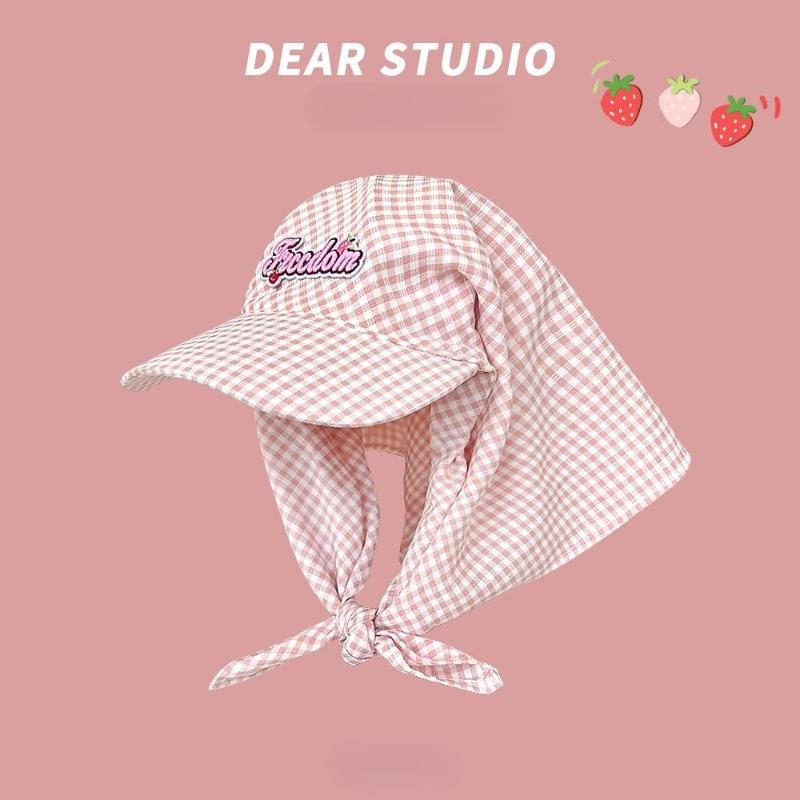 1pc Women's Sunshade Baseball Cap,Plaid Simple Sweet Personality Fashion Trendy Korean Style Headwears Outdoor Beach Head Scarf