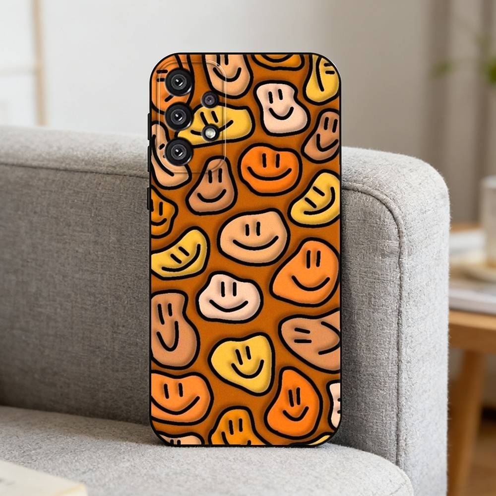 C-Cute Smile A-Art Handyhülle für Samsung S25,S24,S21,S22,S23,S30,Ultra,S20,Plus,Fe,Note,10,9,5G Schwarze Abdeckung