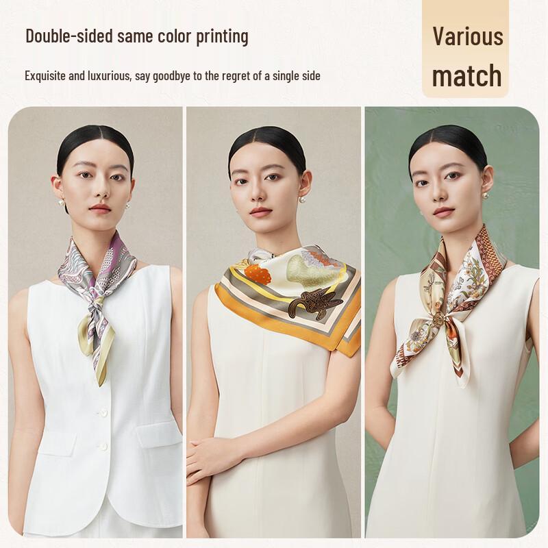 Shanghai Story Women's 100% Mulberry Silk Double-Sided Print Square Scarf