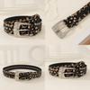Fashion Leopard Print Pattern Rhinestone Metal Buckle Decoration Women Wide Belt For Streetwear Fashion