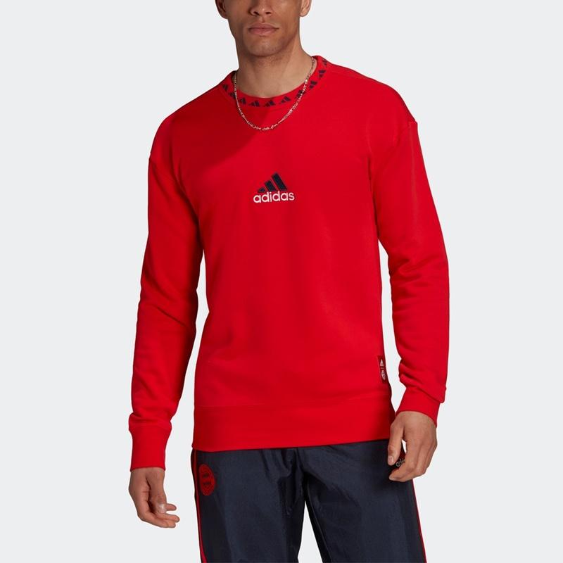 adidas Fcb Icon Cr Swt Logo Bayern Munich Pattern Soccer/Football Sports Red Men's GR0674