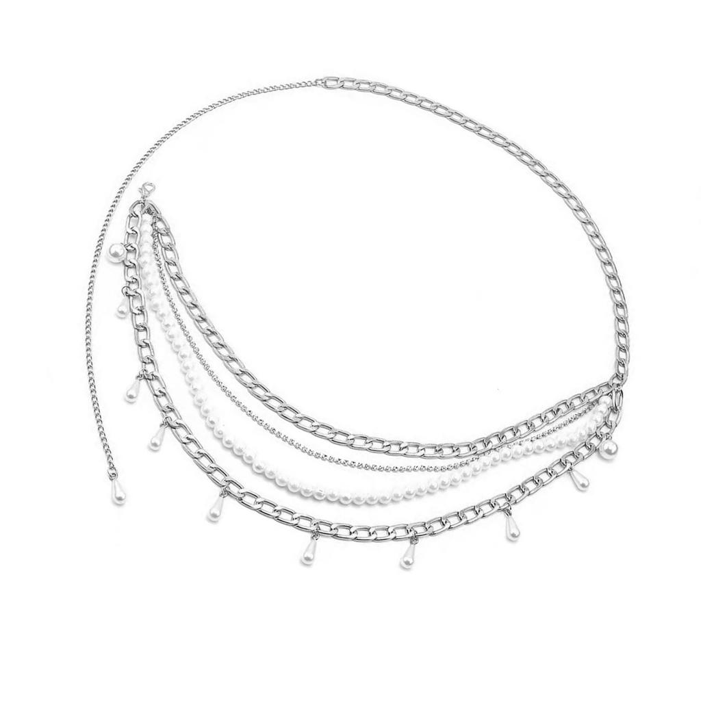 Elegant Imitation Pearls Waist Belt Jewelry Adjustable Design For Parties Daily Outfits And Special Occasion