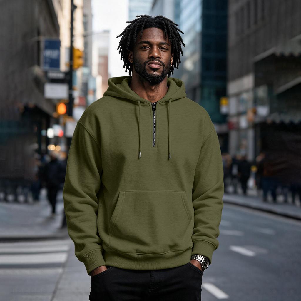 Casual Heren Hoodie met Kwart-Ritssluiting met