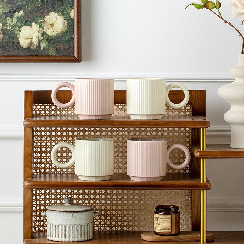 Cupa de cafea ceramică cu relief rotund special pentru ureche, cană de apă de birou, cupă ceramică, orificiu de aerisire