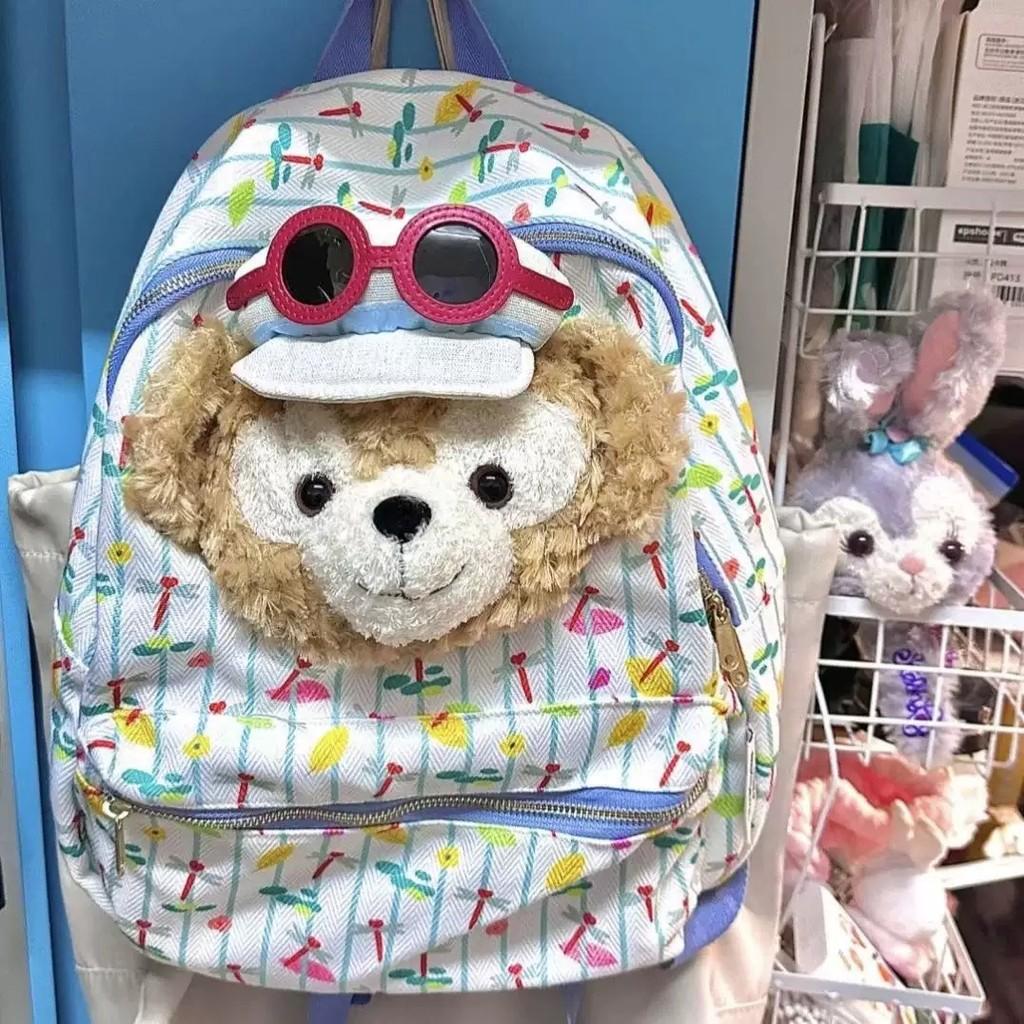 Plush Bear Duffy Schoolbag Backpack Plaid Pattern Travel Bag Gift Kids