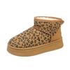 Snow Boots Women's 2025 Winter New Non-slip Versatile Leopard Print Short Tube Thickened Warm Fur Integrated Northeast Cotton Shoes