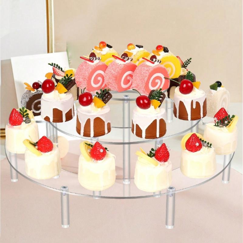 1 Set Rialzi Espositori in Acrilico a 3 Livelli Forma Mezza Luna Trasparenti in Acrilico per Cibo Espositore per Stand Matrimonio Cibo Dolci Cosmetici Festa