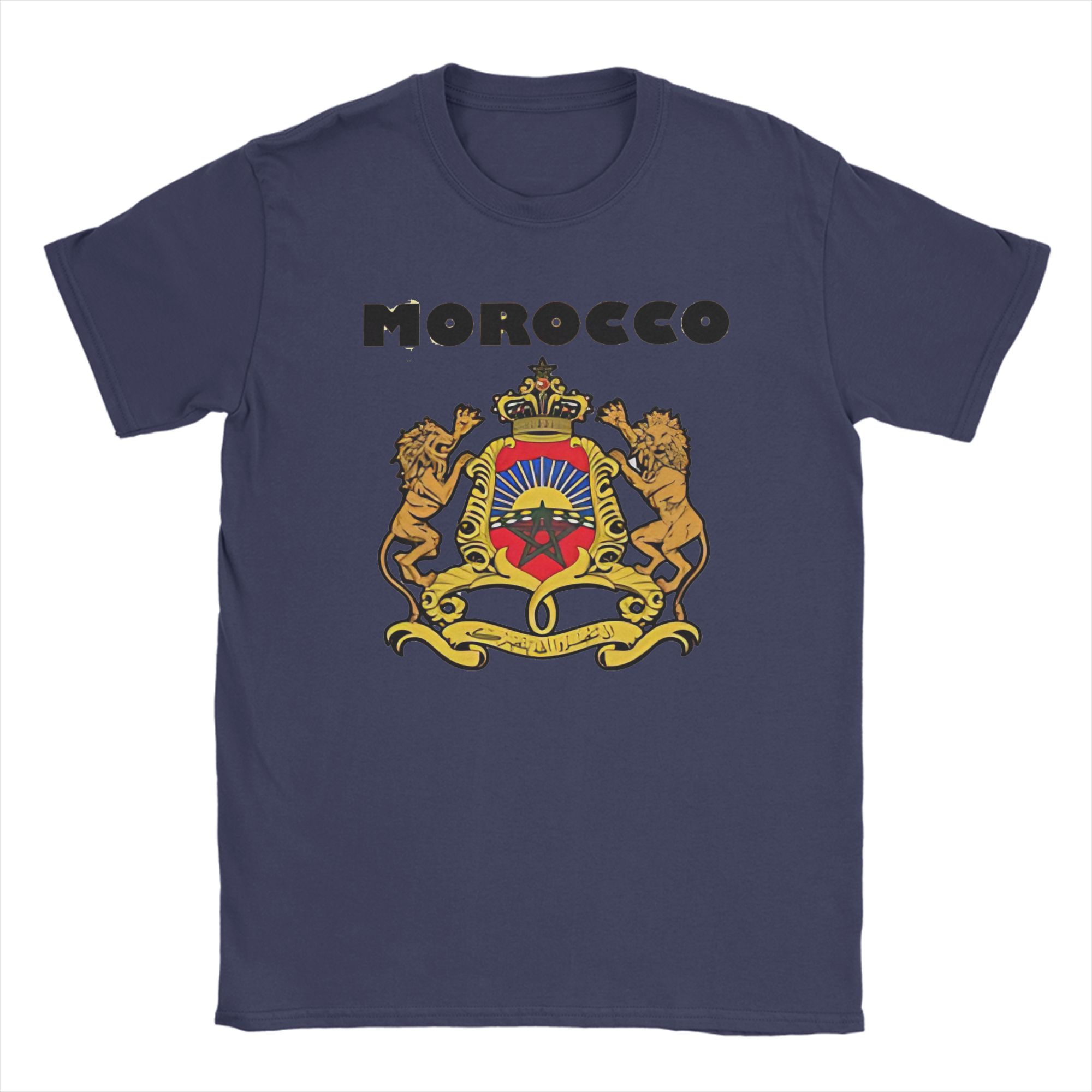 

MOROCCO Lion badge T Shirts for Men 100 Cotton Vintage TShirts Round Collar Tees Short Sleeve Clothing New Arrival 4XL