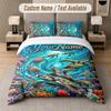 Ocean Mermaid Theme Custom Text Or Name 3Pcs Bedding Set 1 Flat Sheet & 2 Pillowcases Personalized Home Bedding
