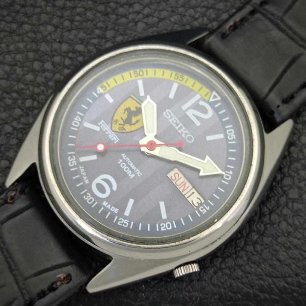 JAPAN VINTAGE SEIKO AUTOMATIC 7019A MENS FERRARI DIAL WATCH a700478-5