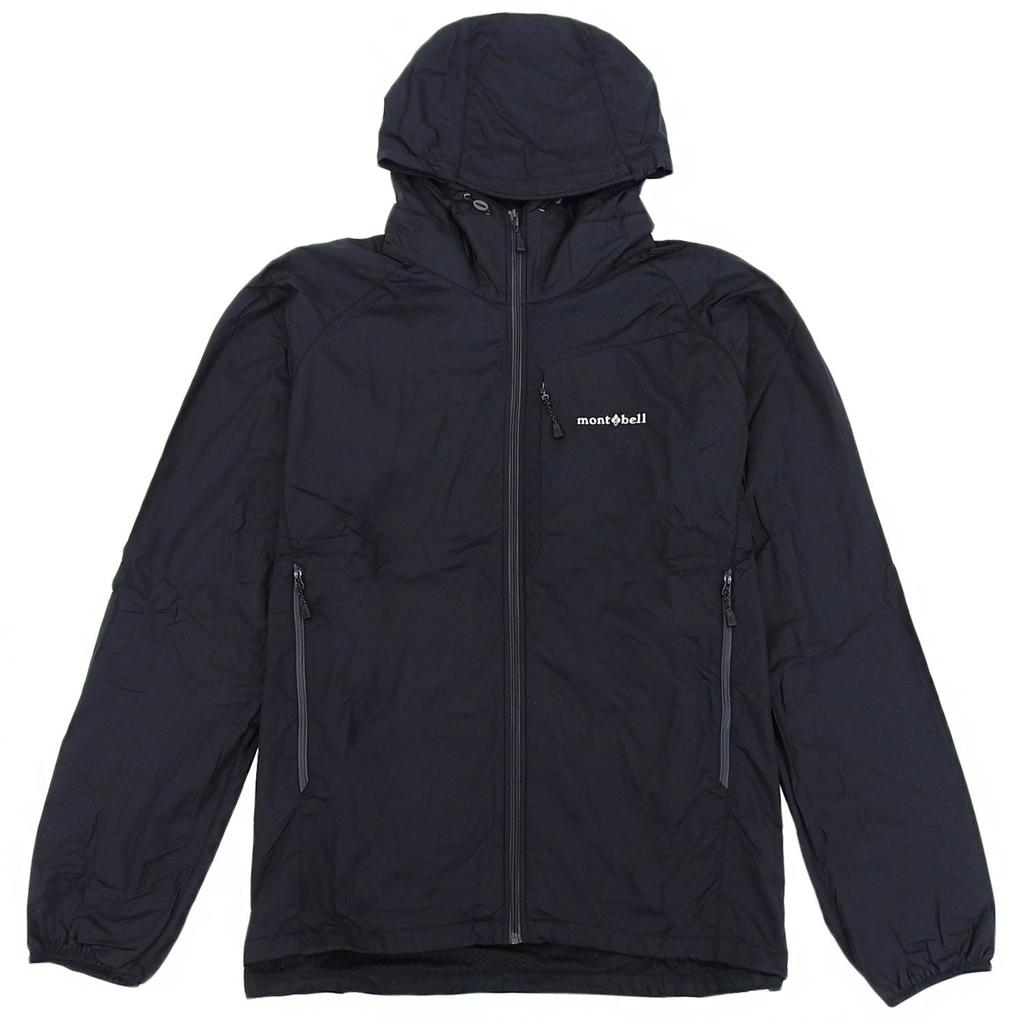 Mont-bell Light Shell Parka, Men's Windbreaker Jacket, Model 1106645, Black (BK), Size L. Lightweight, weather-resistant