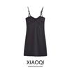Fashion Style 2024 Autumn New Women's Sling Elegant Silm Black Short Dress 3641804