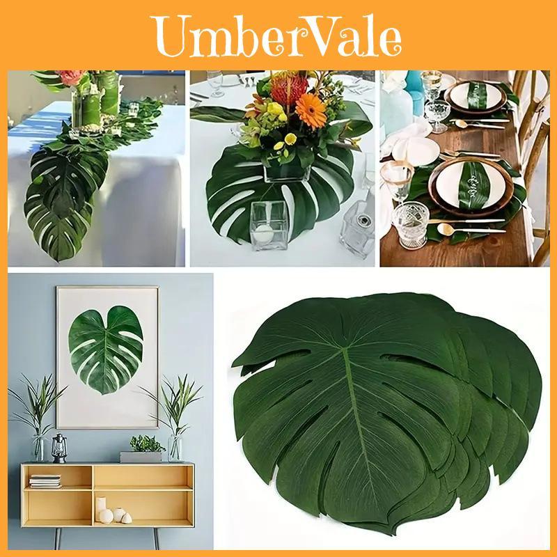 Jungle Theme Faux Plant Decor Pack With Simulated Tropical Leaves For Home Decor
