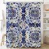 Vintage Blue White Floral Shower Curtain Polyester Fabric Waterproof Bathroom Decor Home Kitchen Decoration