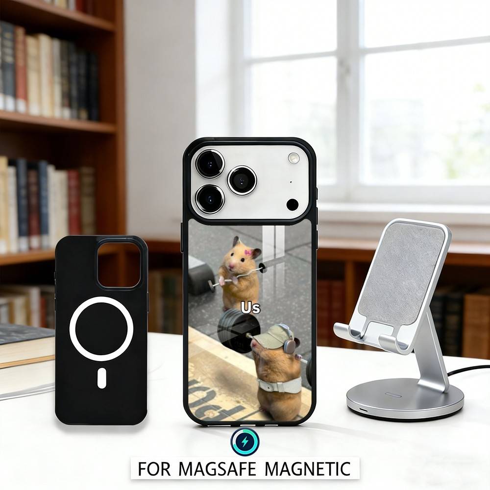 Cute G-Gym H-Hamster Phone Case Magnetic For iPhone17 16 15 14 13 12 Pro Max For Magsafe Wireless Charging Cover