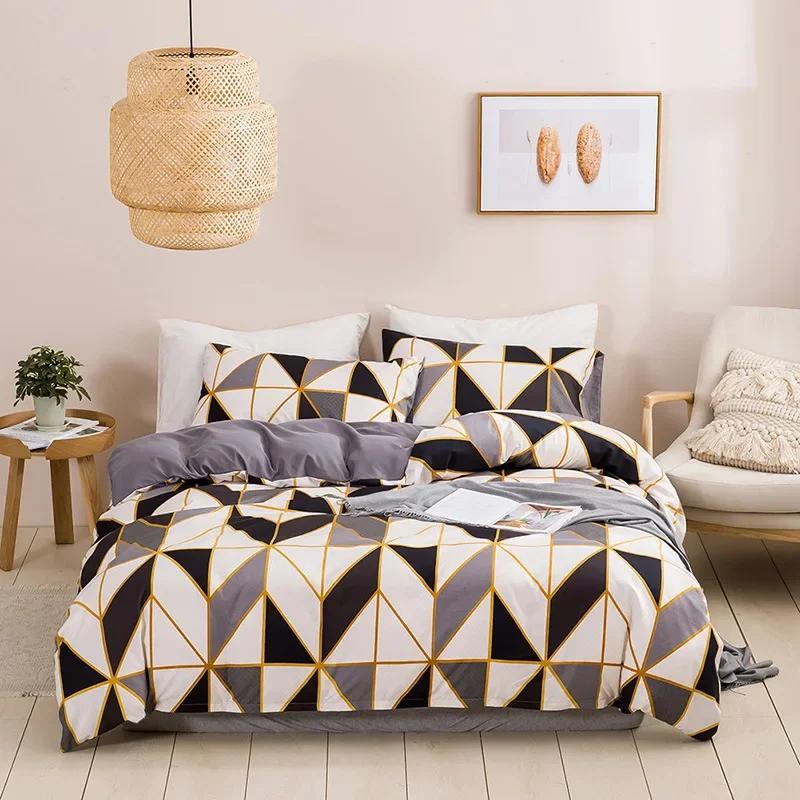 Geometric Print Queen Bedding Collection Gentle Comfortable King Size Duvet Cover Collection Cheap Durable Single Double quilt cover  NO sheet