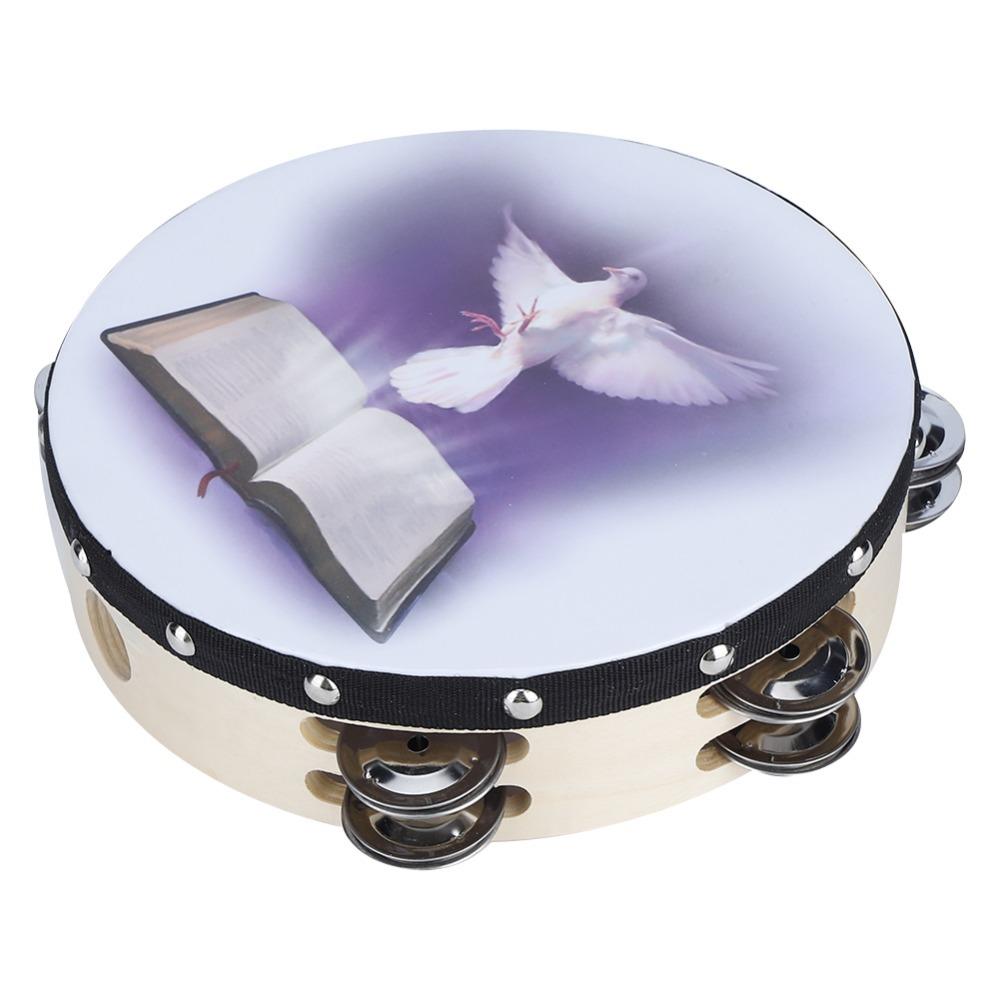 Double row jingle design Tambourine Orff Instrument  Early childhood music training 8 inches
