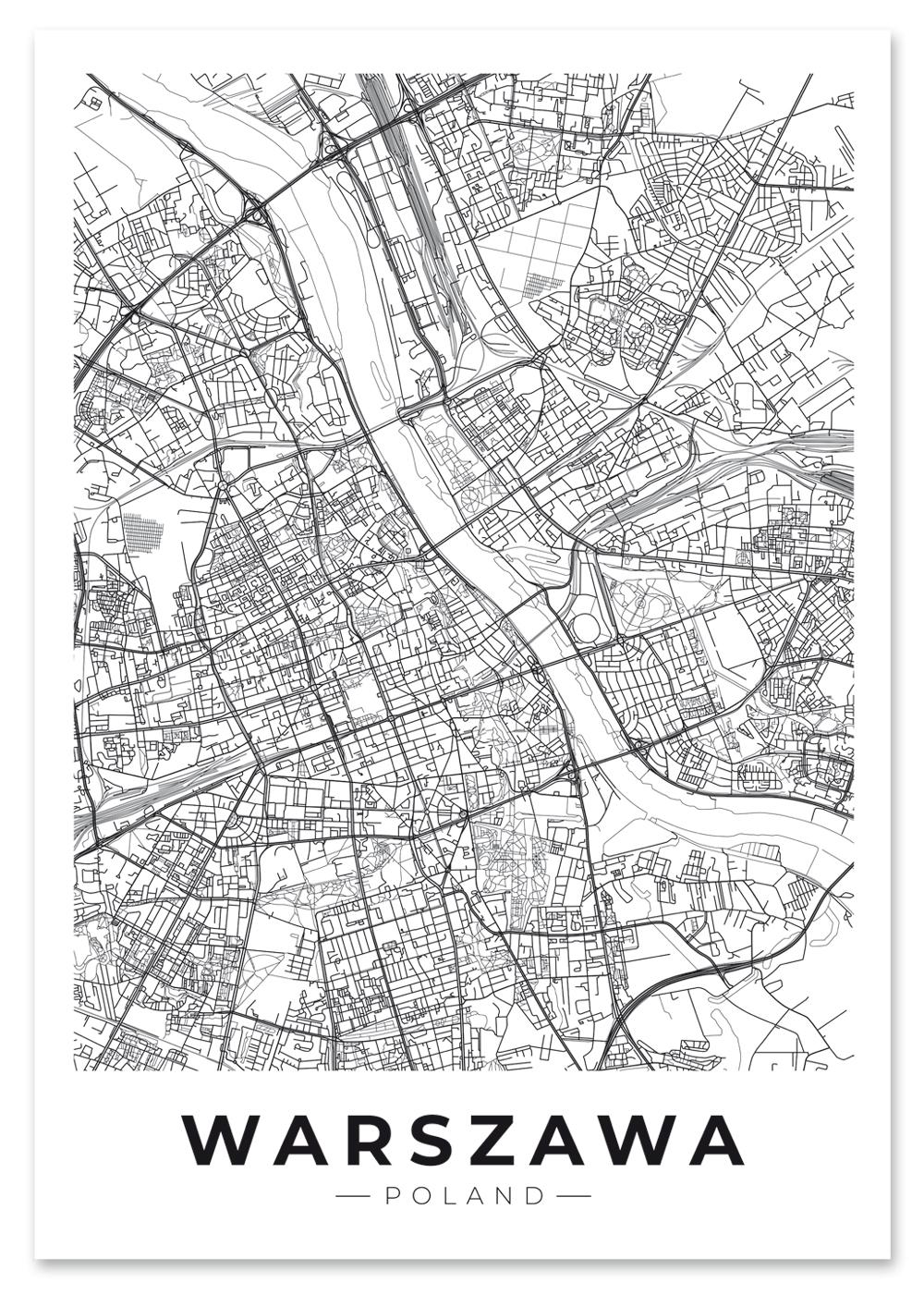 

Plakat plan miasta mapa Warszawa 30x40 cm