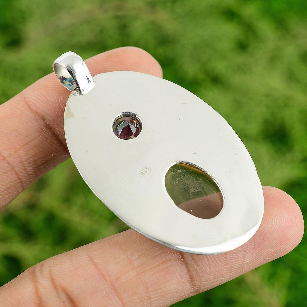 Daughters Day Deal Oval Natural Smoky Quartz African Amethyst 925 Silver Pendant