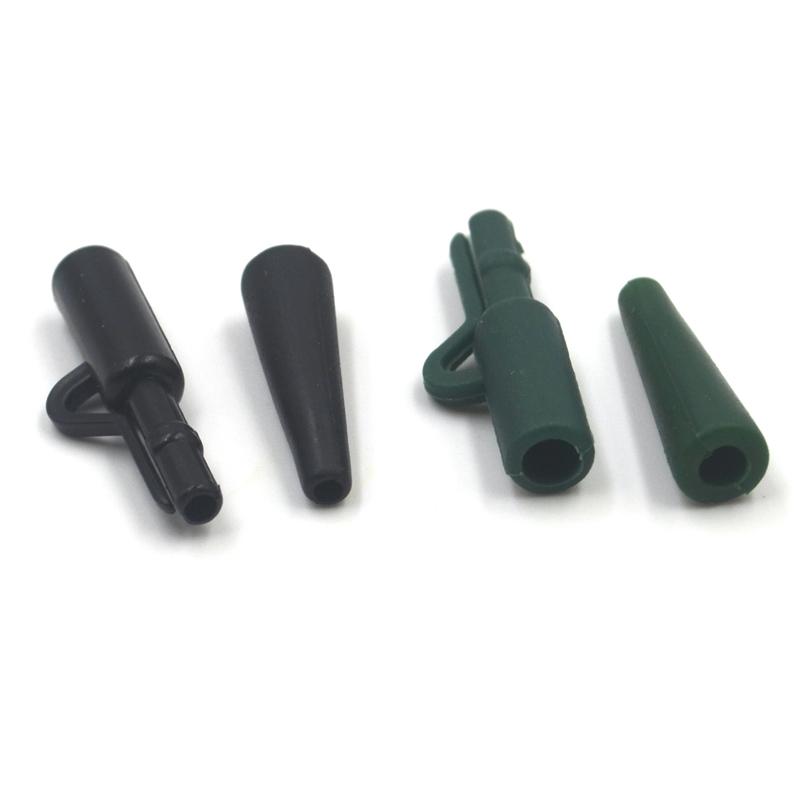 MNFT 100 Sets/Bag Carp Fishing Soft Rubbers Tail Tube Rubber Tubes Safety Lead Clips Quick Change Snap Q-Shaped Rolling Swivel