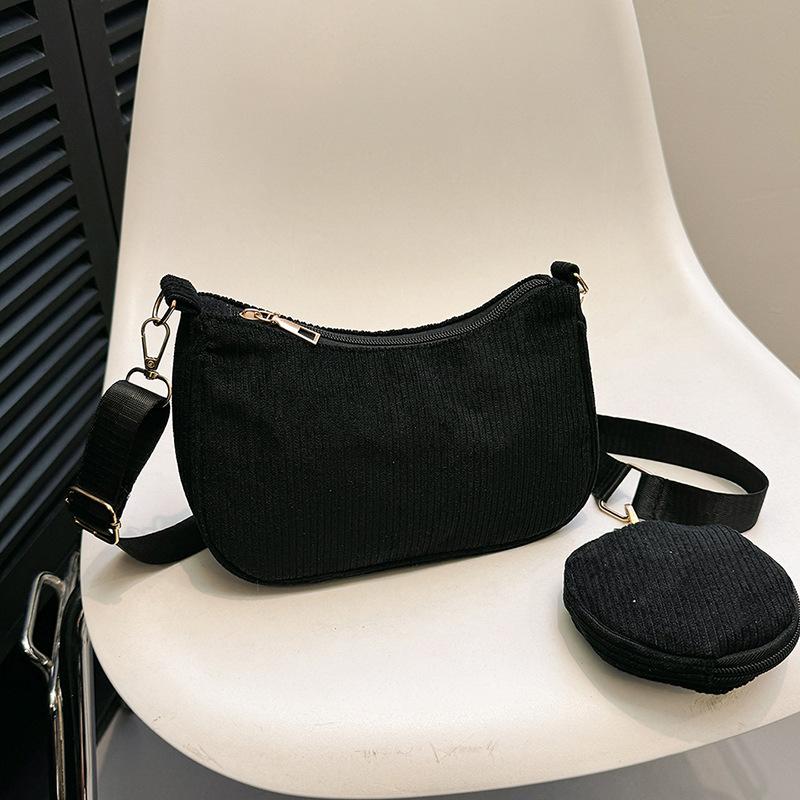 

Corduroy cloth bag lazy style simple literary messenger bag casual solid color flannel single shoulder women s bag one size fits all