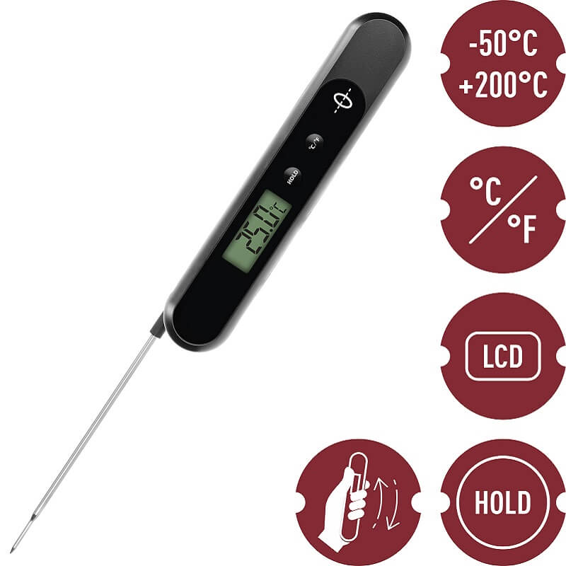 Elektroniczny termometr kuchenny ładowany manualnie, -50 +200