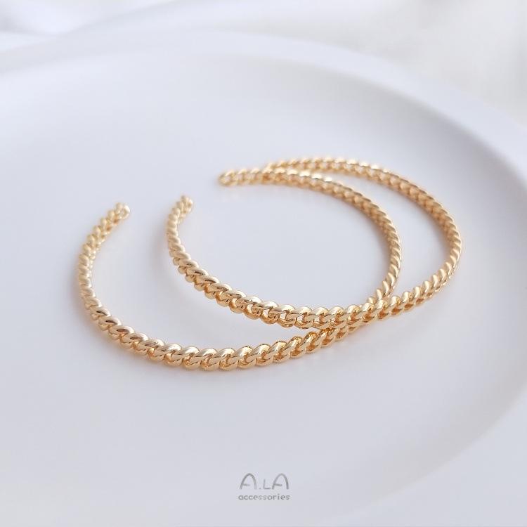 14K Gold-Filled Color-Preserving Gold Chain Bangle - Simple, Luxurious, DIY Open Circle Design.