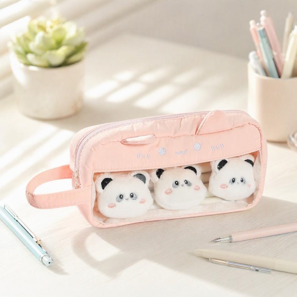 Desktop Storage Y2k Dots Cat Pencil Case Large Capacity Cloth Stationery Bag School Supplies