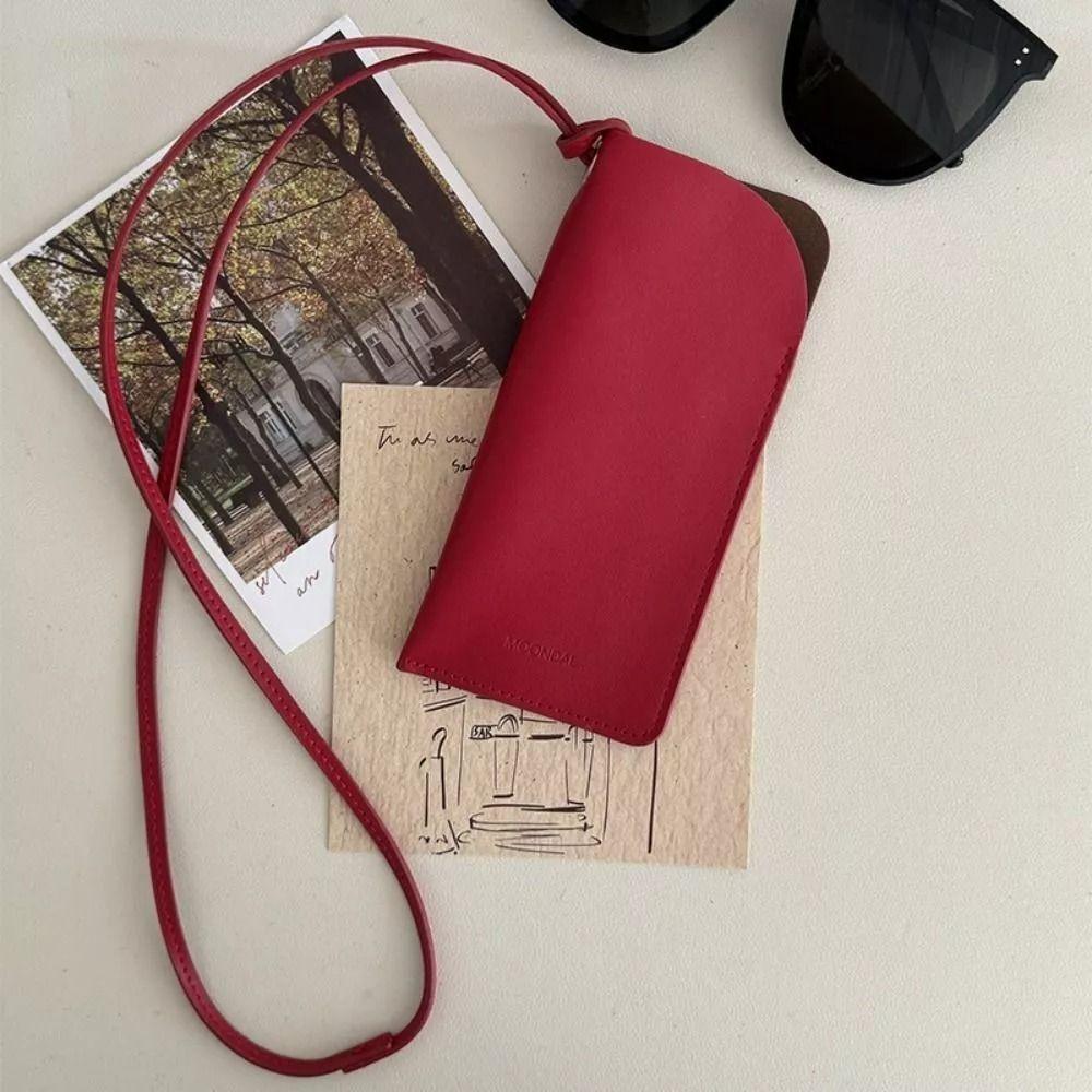 Solid Color Outdoor Glasses Storage Bag Hanging Neck Women Eyeglass Cover Sunglasses Storage Clip