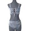 European & American Denim Bikini Sexy Split Swimsuit Set 2024