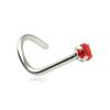 Nose Ring With Red Zircon - Silver - Ns-006 0.8/6.5/2